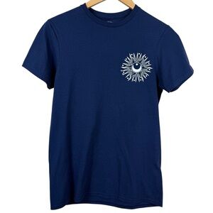 Call Your Mother Graphic Tee Navy Blue Sun & Moon Size S Cotton Casual Boho